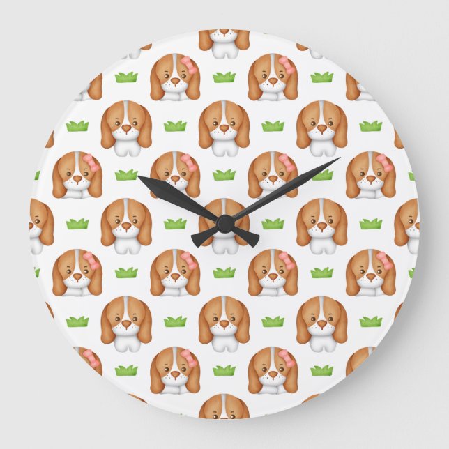 Horloge murale Beagle aquarelle mignonne (Recto)