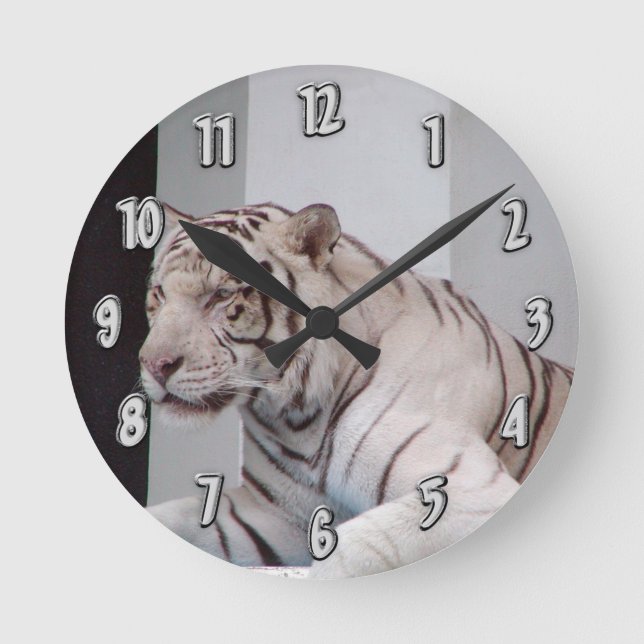 Horloge murale blanche de Tigres de Sibérie (Recto)