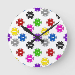 Horloge murale blanche des jetons de poker