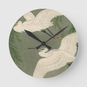 Horloge murale blanche vintage d'oiseaux