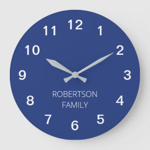 Horloge murale bleu foncé minimaliste personnalisé