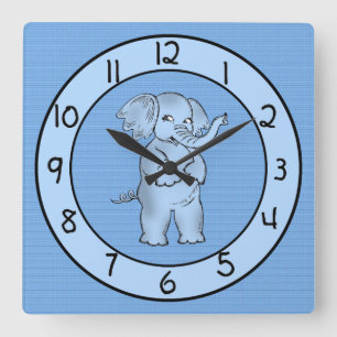 Horloge murale bleue adorable d'éléphant pour des