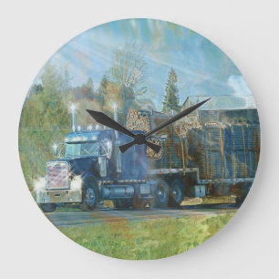 Horloge murale bleue de camion de fret