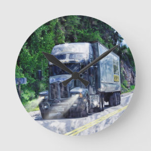 Horloge murale bleue de camion de transport lourd