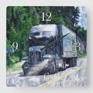 Horloge murale bleue de camion de transport lourd