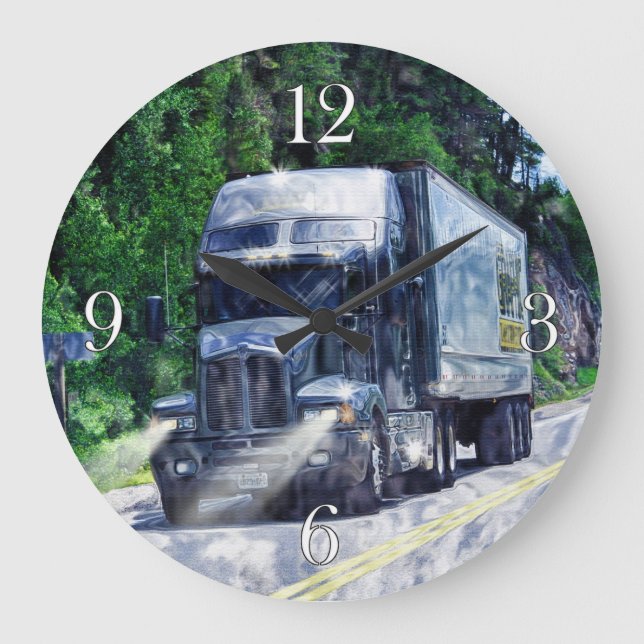 Horloge murale bleue de camion de transport lourd (Recto)