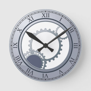 Horloge murale bleue de steampunk
