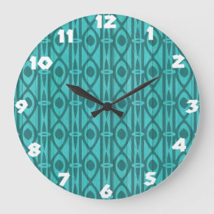 Horloge murale bleue de tribal d'île d'Aqua