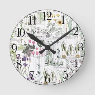 Horloge murale botanique de fleurs de Nouveau
