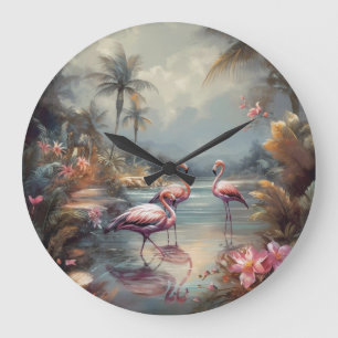 Horloge murale botanique vintage luxe de Flamingo 