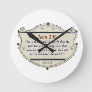 Horloge murale Bouclier verset biblique Jean 3:16