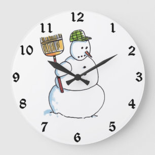 horloge murale Broom Snowman