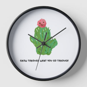 Horloge murale Cactus Mignon – Citation Inspirante