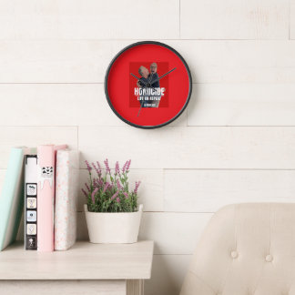 Horloge murale, Cadre en bois naturel rond de 10 p