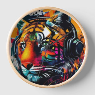 Horloge murale, Cadre en bois naturel rond de 10 p