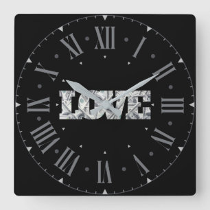 Horloge murale Carré Amour Et Argent