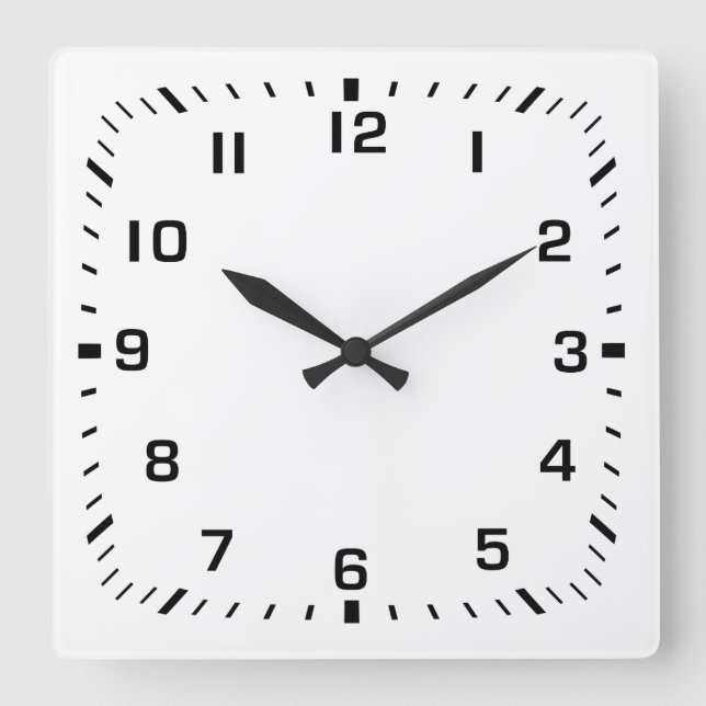Horloge murale Carré blanche avec chiffres (Recto)