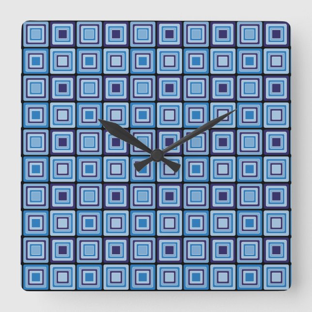 Horloge murale Carré bleue Motif (Recto)