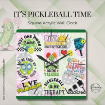 Horloge murale Carré de Pickleball Time