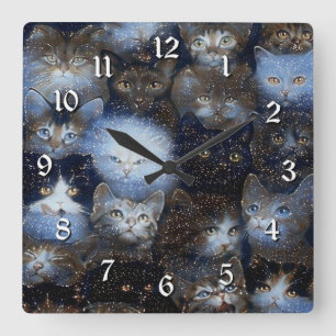 Horloge murale Carré des chats