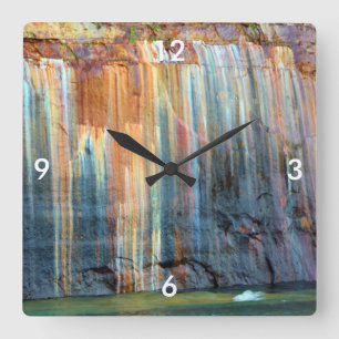 Horloge murale carré/tons terre
