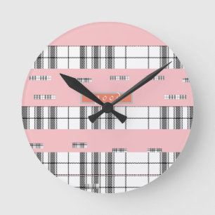 Horloge murale carreaux noir et rose Chic Moderne