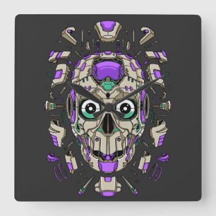 Horloge murale carrée Cyborg