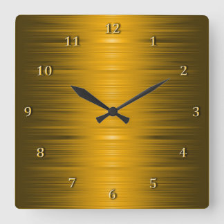 Horloge murale carrée d'or ombragée brillante