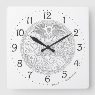 Horloge murale carrée Dragon Chinois