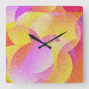 Horloge murale carrée en verre coloré