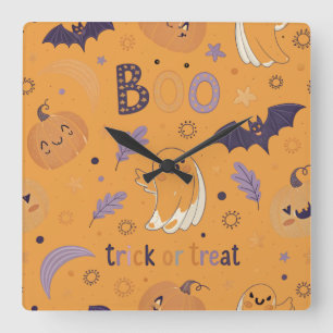 Horloge murale carrée Halloween