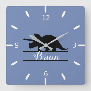 Horloge murale carrée personnalisée dinosaure