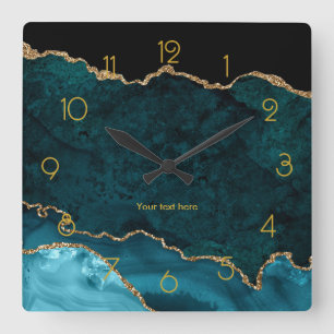 Horloge murale carrée personnalisée en agate sarce