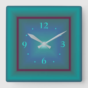 Horloge murale carrée verte atmosphérique de