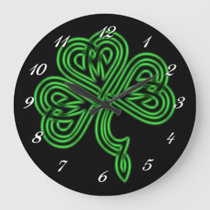 Horloge murale celtique chanceuse de shamrock