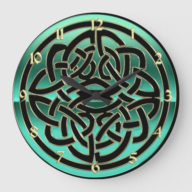 Horloge murale celtique verte turquoise de noeud (Recto)