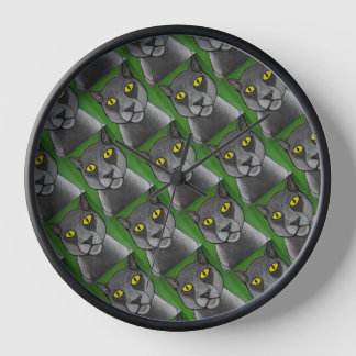 Horloge murale chat gris