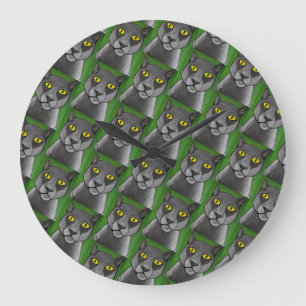 Horloge murale chat gris