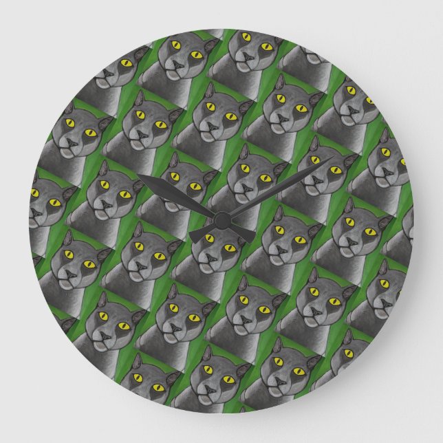 Horloge murale chat gris (Recto)