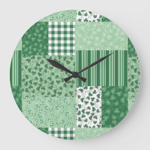 Horloge murale Chic Shamrock Faux Patchwork