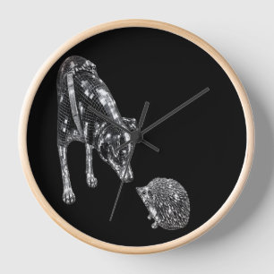 Horloge murale Chien et Hérisson Amoureux des An