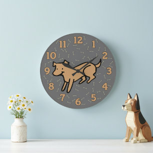 Horloge murale Chien Mignon avec grands chiffres d