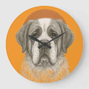 Horloge murale chien Saint-Bernard