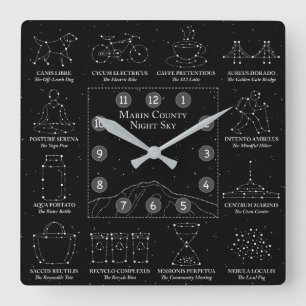 Horloge murale ciel nocturne comté de Marin noir