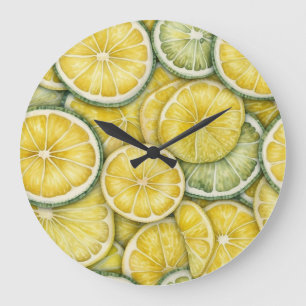 Horloge murale citron aux fruits d'agrumes