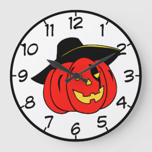 Horloge murale Citrouille d'Halloween pour enfant