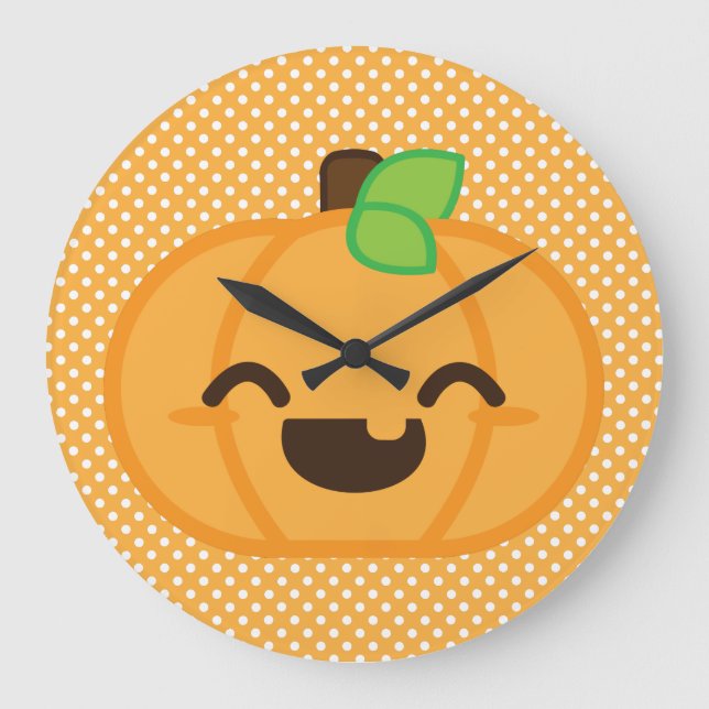 Horloge murale Citrouille Kawaii Jack-o'-lantern (Recto)