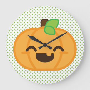 Horloge murale Citrouille Kawaii Jack-o'-lantern
