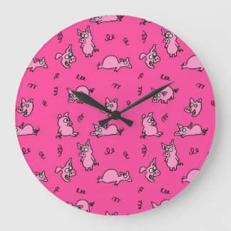 Horloge murale cochons roses