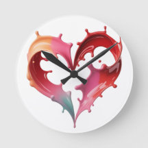 Horloge murale cœur pastel